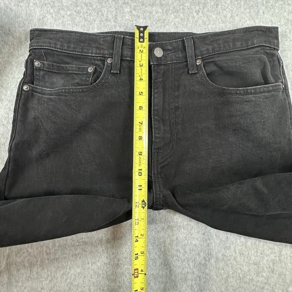 Levi's 502 Men's Premium Jeans 34x30 Black Denim Leather Patch Big E Tag